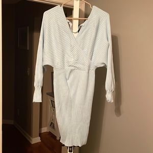 Blue sweater dress